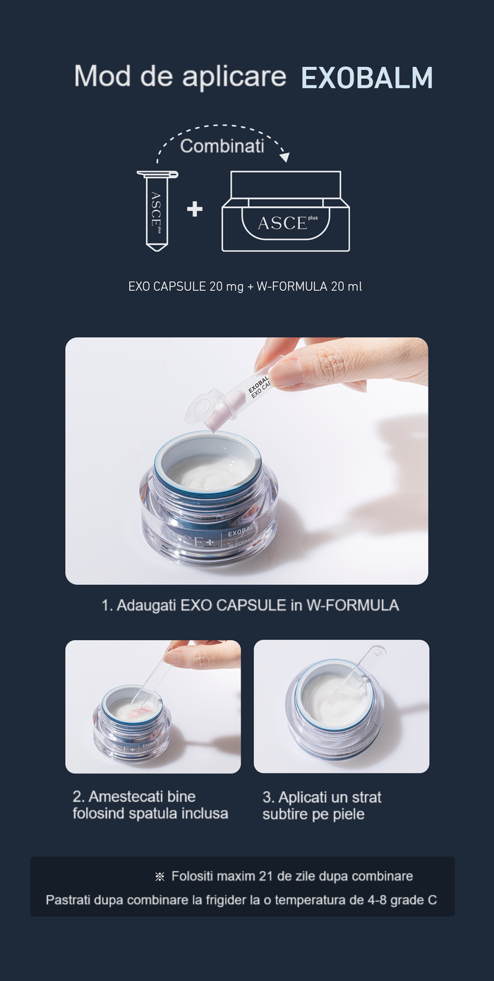 ASCE Plus exobalm crema cu exozomi - mod de aplicare